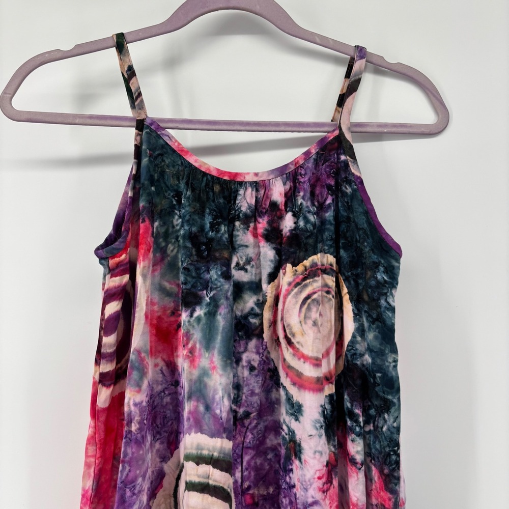 Batik Rumah Yogyakarta Tie Dye Spiral Fringe Shift Dress Multicolor Womens - Picture 6 of 10